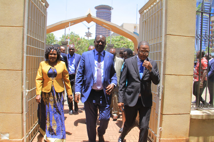 File image of Raila Odinga at Parliament buildings